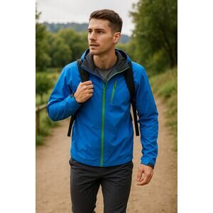 Mammut Windbreaker Full Zip Jacket Soft Tech Blue Black Men's Medium Outdoor